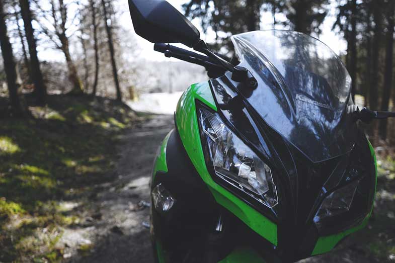 Green Kawasaki Ninja in the Woods