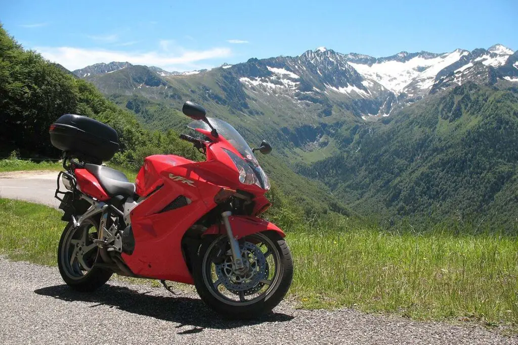 Red Honda VFR800 Sport Touring Bike