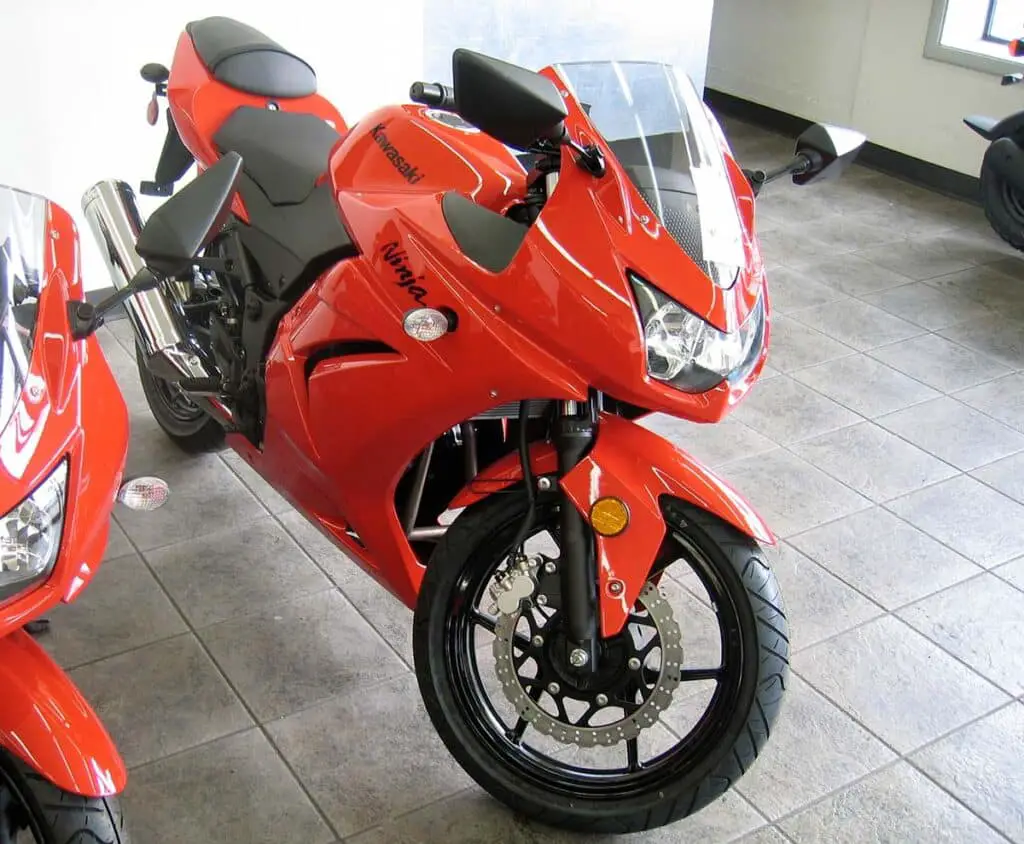 Red 2009 Kawasaki Ninja 250R Motorcycle