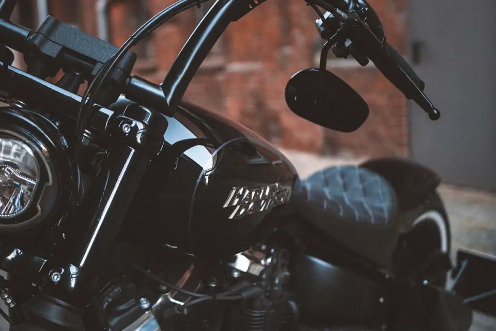 Black Harley Davidson Motorcycle Parked