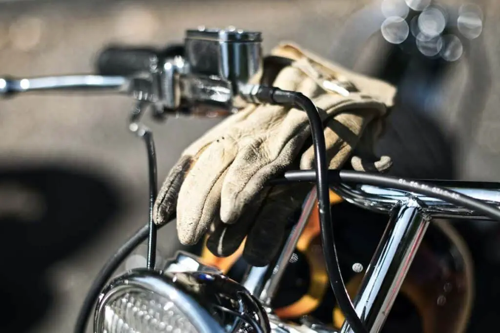 Gloves on Motorcycle Handlebar