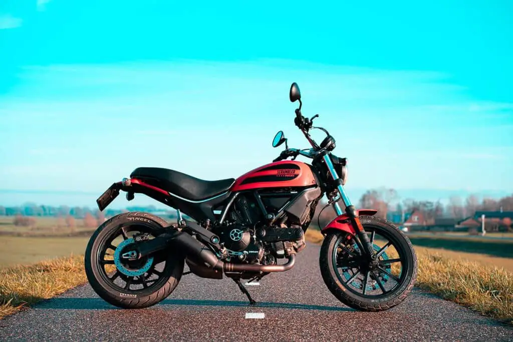 Red Ducati Scrambler Motorcycle