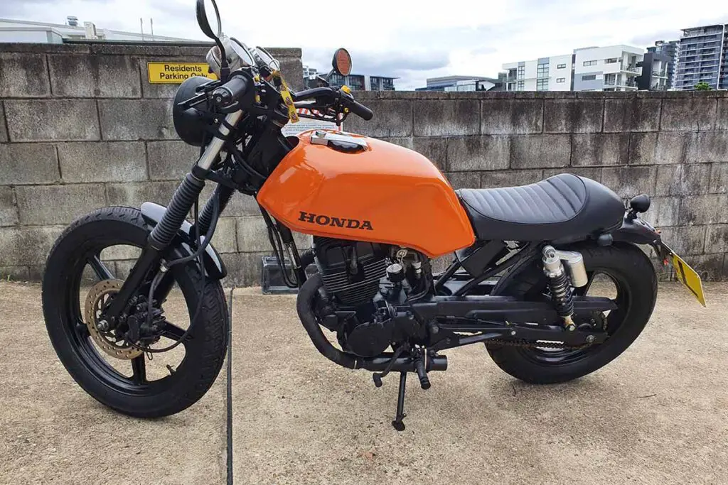 Orange Honda CB250 Custom Café Racer Motorcycle