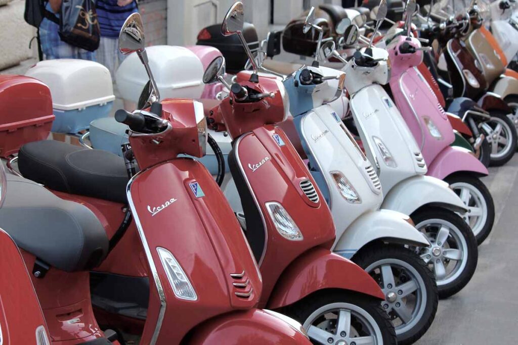 Red, White, and Pink Vespas