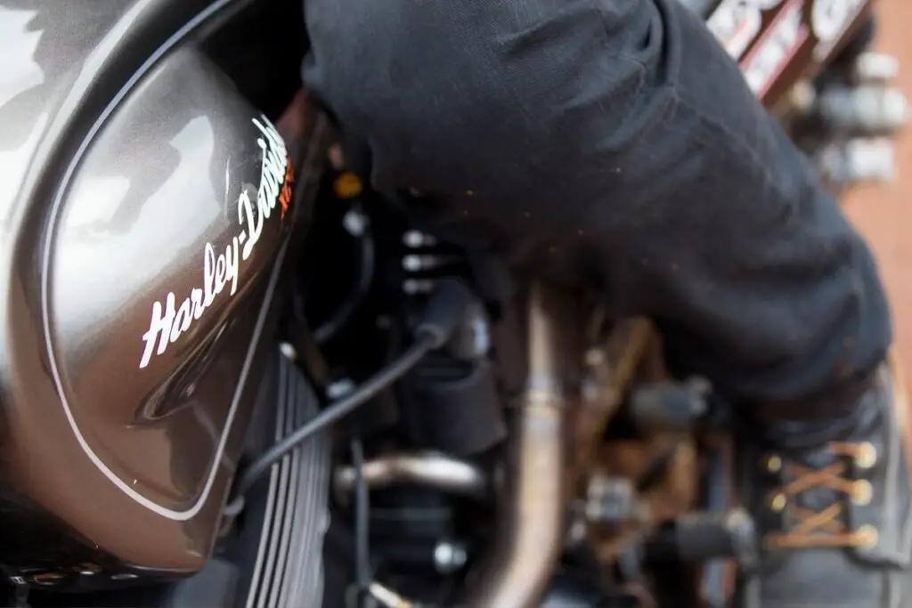 Person Riding a Harley Davidson Motorcycle