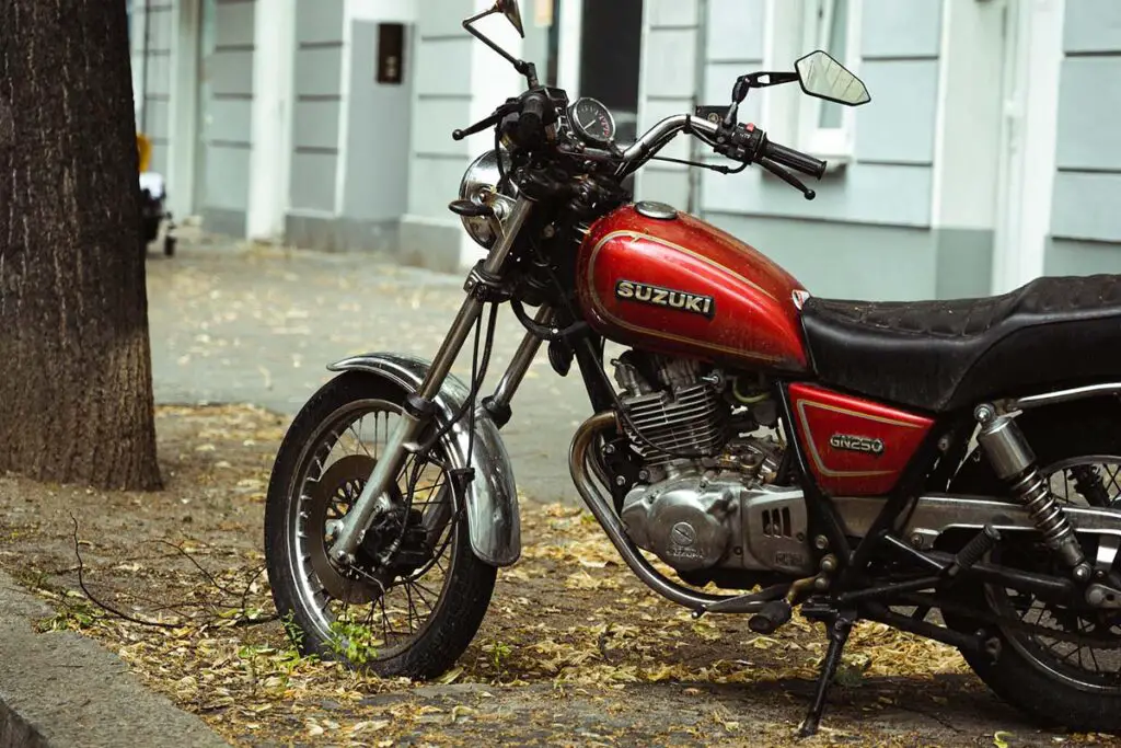 Red Suzuki GN250 Motorcycle