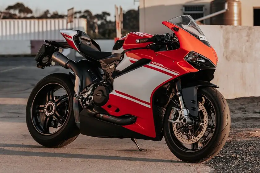 Red and White Ducati 1299 Superleggera Motorcycle