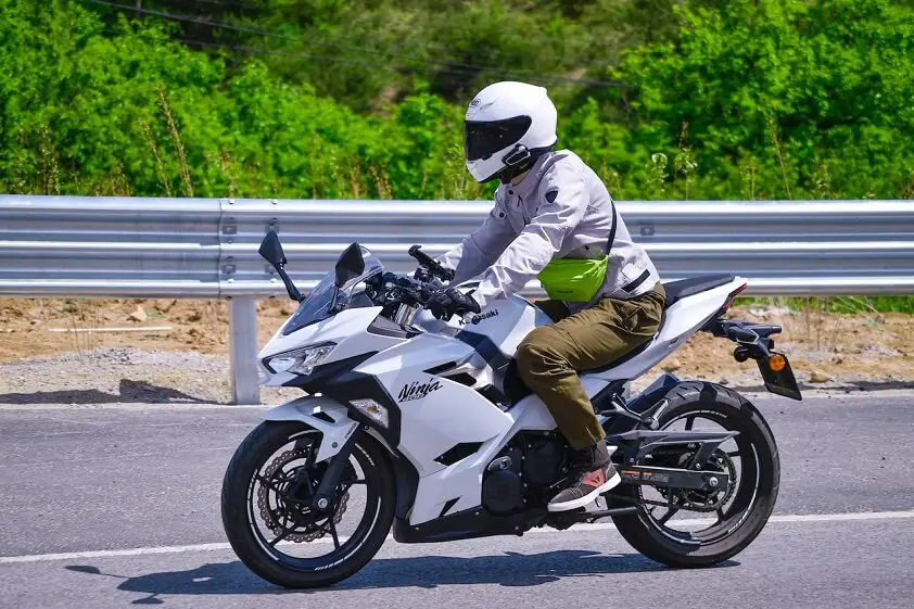 White Kawasaki Ninja 400 Motorcycle